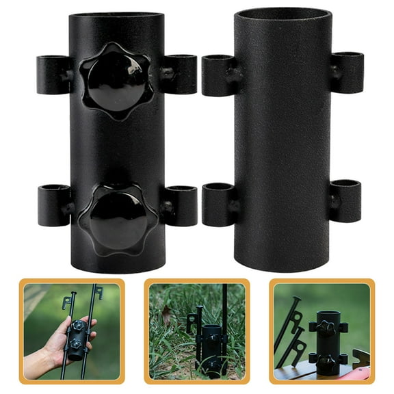 HOMEMAXS 2pcs Tent Awning Pole Tent Rod Support Fixed Tube Parasol Holder Heavy Duty Canopy Pole Holder