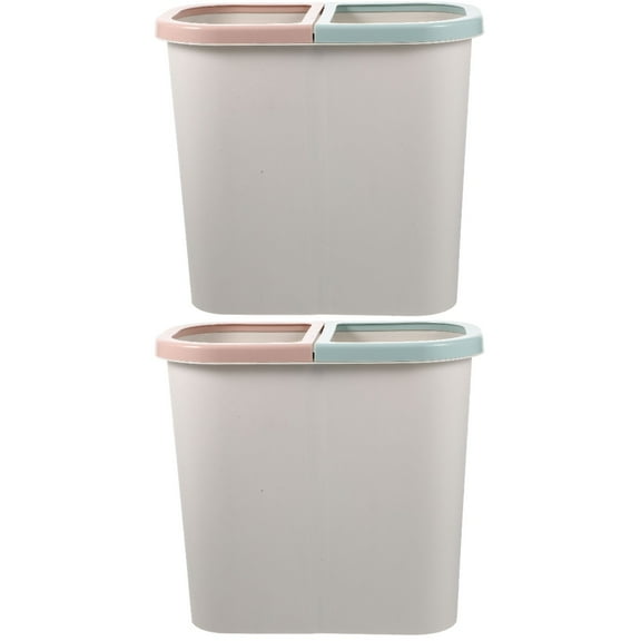 HOMEMAXS 2pcs Trash Can Dual Compartment Recycling Waste Bin Trash Storage Box Container for Kitchen