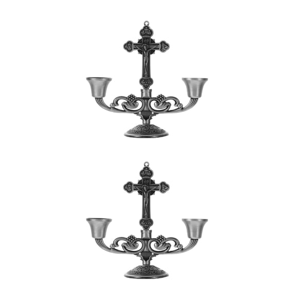 HOMEMAXS 2pcs Vintage Cross Candle Holder Zinc Alloy Candle Holder Vintage Candlestick Candle Holder Vintage Candle Stand Candlestick Holder