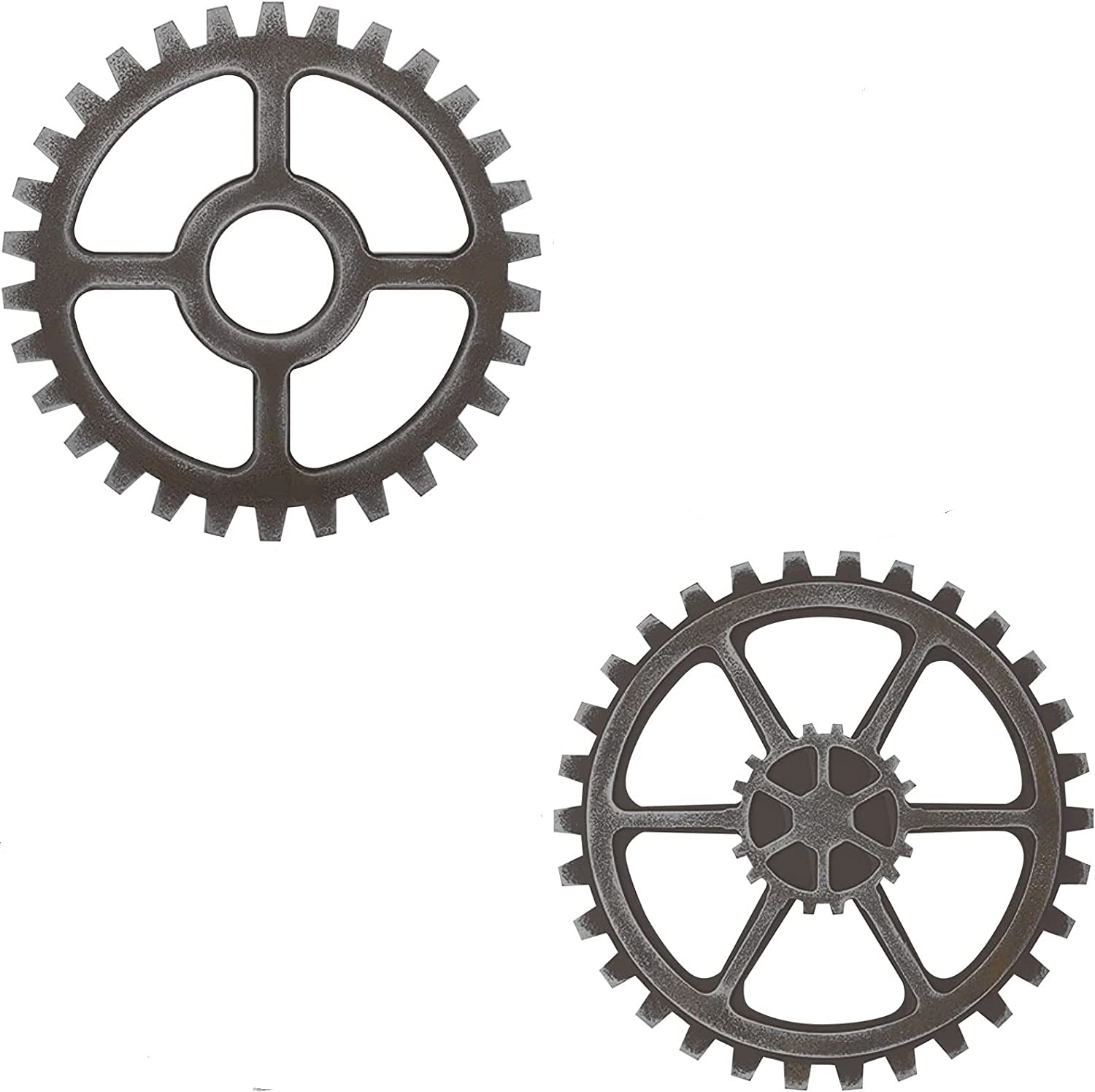 HOMEMAXS 2pcs Vintage Wooden Gear Wall Decor Steampunk Style Gear Wheel Wall Decoration