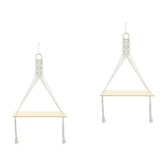 OULII Boho Macrame Shelf Beige Woven Wall Decor for Storage Use