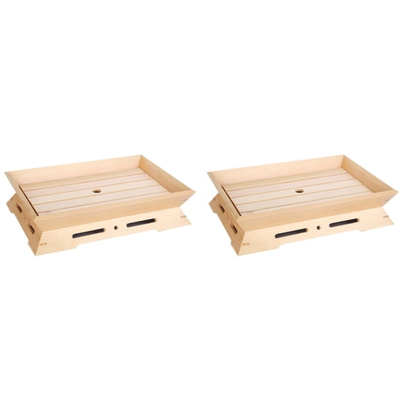 HOMEMAXS 2pcs Wood Serving Tray Wood Platter Sushi Bread Cake Dessert Tea Fruit Appetizers Plate Japanese Board for Coffee Table Party Home Restaurant