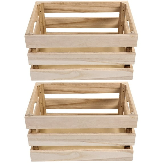 VERDANVERSE 2pcs Rectangular Wood Crate for Home Organization Khaki Premium Wooden Material
