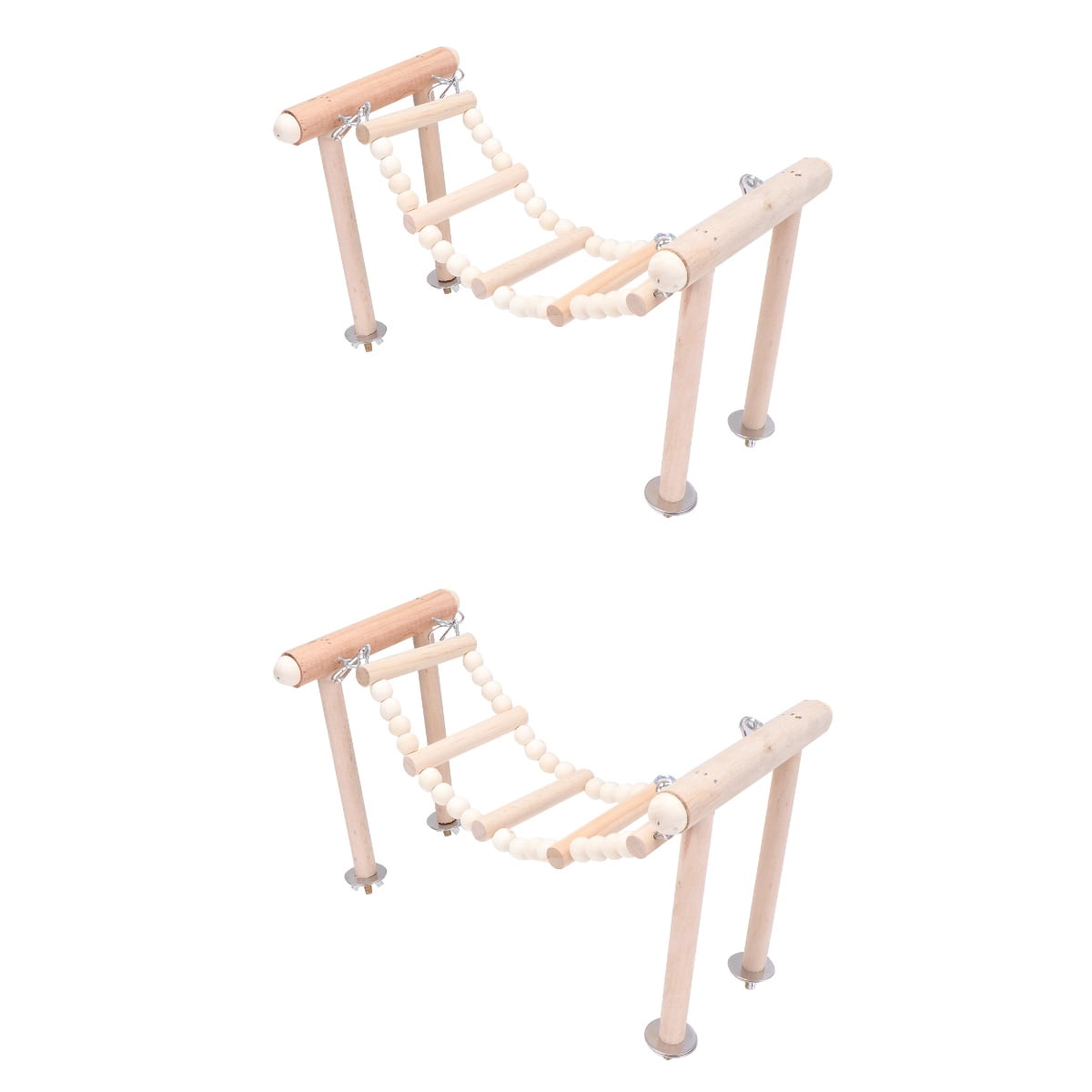 Image showcasing HOMEMAXS 2pcs Wooden Parrot Swing Cage Standing Rack Birds Climbing ...
