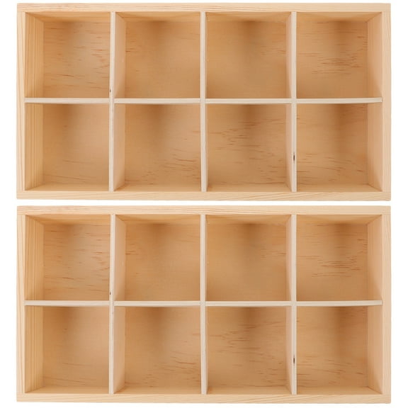 HOMEMAXS 2pcs Wooden Small Flowerpot Tray Succulent Pots Divider Box Wooden Compartment Box Plants Container