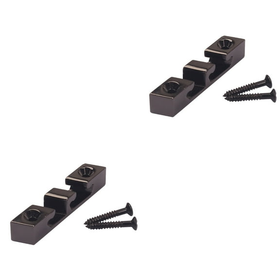 HOMEMAXS 2pcs Zinc Alloy Metal Roller String Retainer Tree Guide for 3 String Guitar Bass Parts (Black)