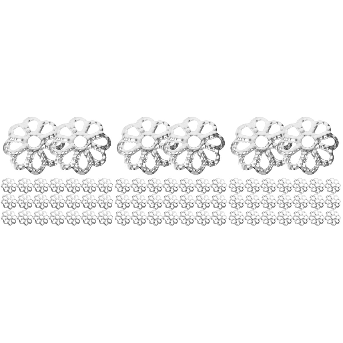HOMEMAXS 3 PCS DIY Hollow Tori Jewelry Making Metal Flower Cap Pearl Beads Necklace