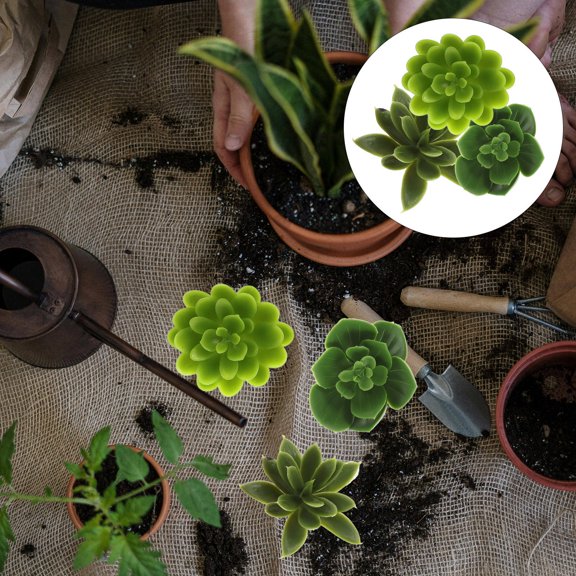 Minkissy Desk Plants for Office Simulated Succulent Sticks Green 3PCS