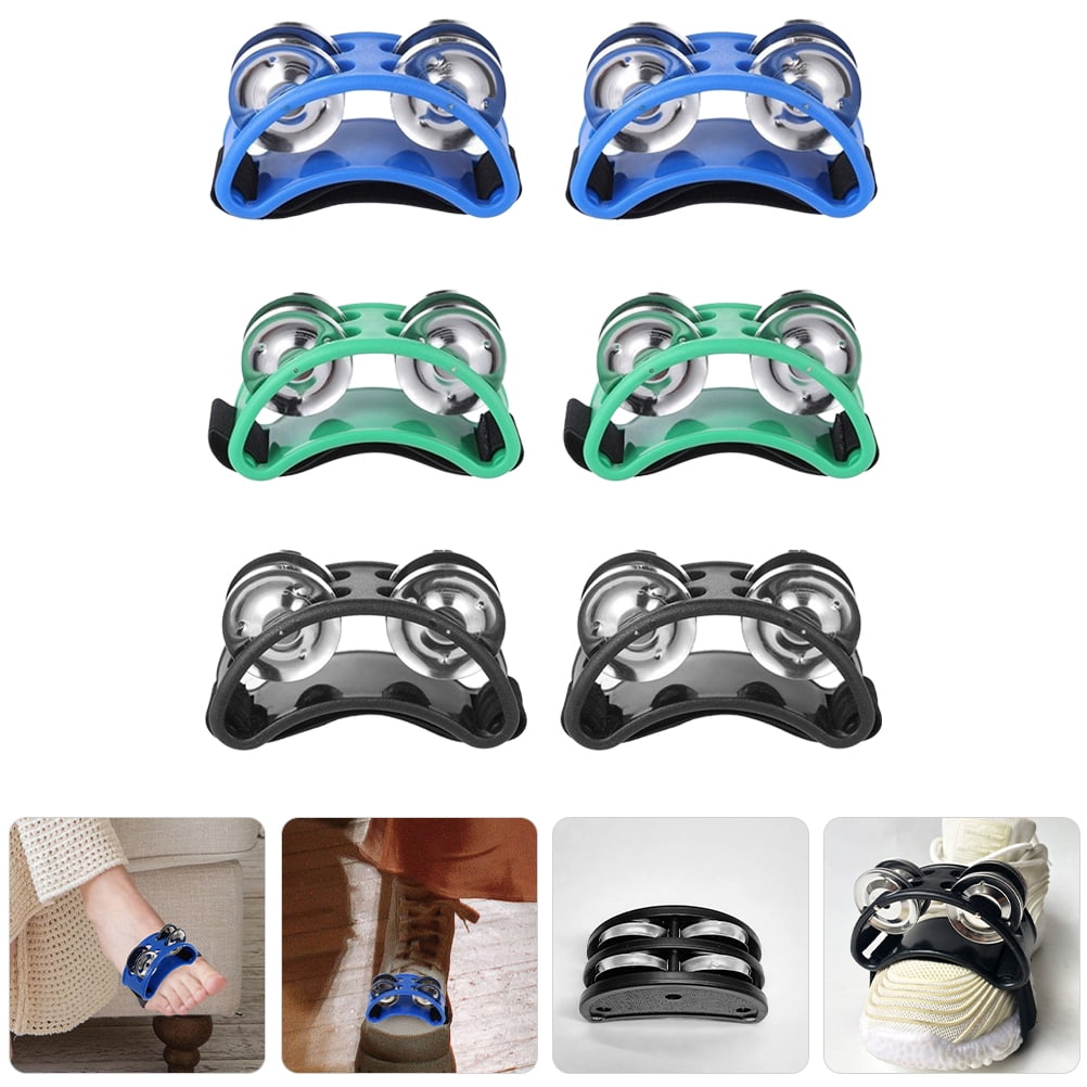 HOMEMAXS 3 Pairs Foot Tambourines Accompaniment Foot Bell Shaker Percussion Instrument Musical Instrument