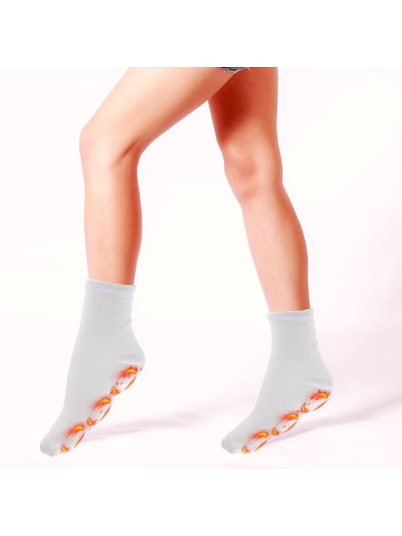 Self-Heating Massage Socks White Cotton Warm for Winter Wear