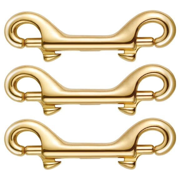 BEADCEST 3-Pack Brass Double-Sided Hooks with Smooth Finish for Bags, Keychains, and Outdoor Gear