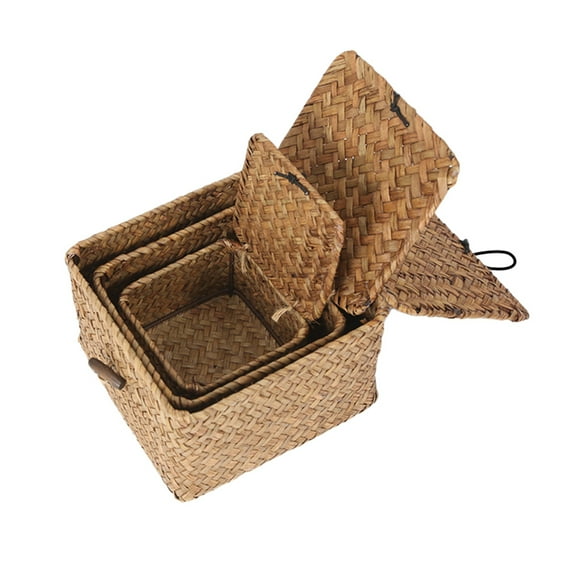 3 Pcs Black Wire Basket Small Wicker with Lid Storage Environmentally Friendly
