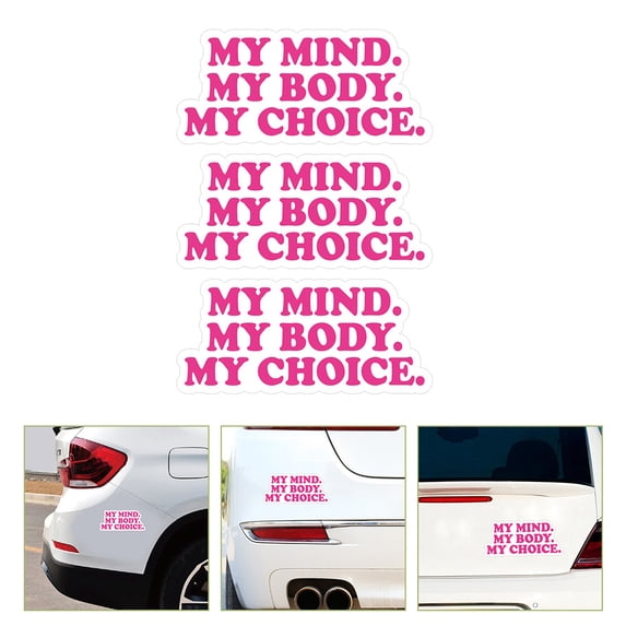 My Body My Choice Sticker Decor Pro Choice Sign for Car Bumper Wall Pink PVC 3pcs