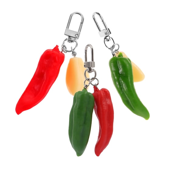 Minkissy 3Pcs Lovely Chili and Garlic Simulation Key Ring for Decorative Use Assorted Colors