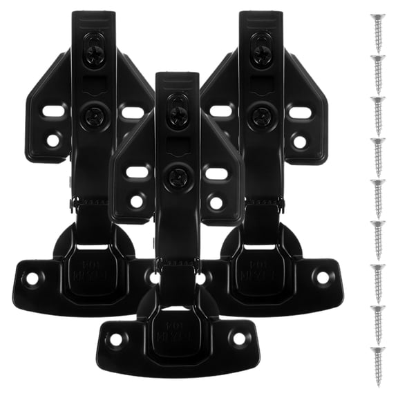 Set of 3 Black Stainless Steel Cabinet Hinges for Corner Doors with Full Overlay, and Easy to Install