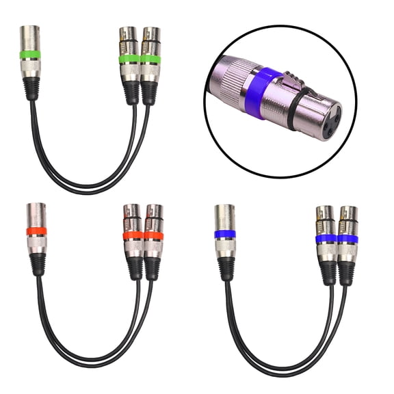 MOKKHNB Mic Splitter Adapter XLR Male to Dual XLR Female Y Splitter Green 3Pcs