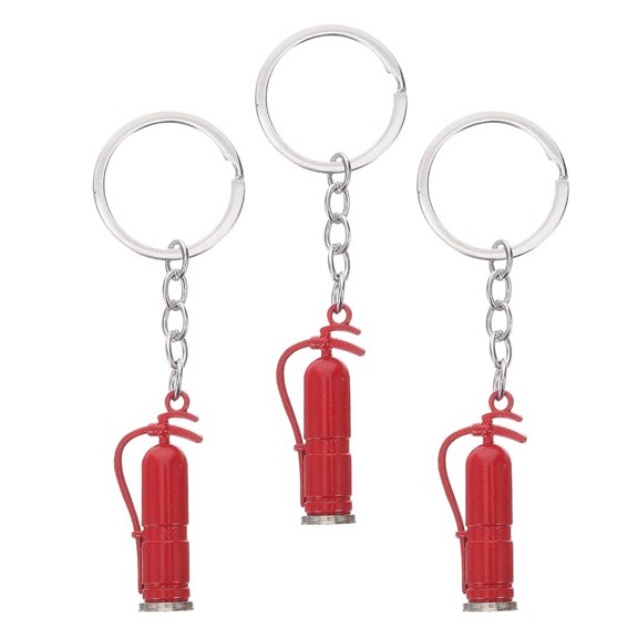 HOMEMAXS Firefighter Keychain with Mini Fire Extinguisher Design Made of Zinc Alloy Red Color for Hanging Keys 3D Creative 3pcs