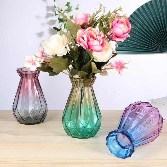 3 Pcs Glass Vase for Flowers Tall Retro Decor Home Decoration