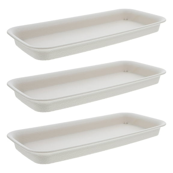 BEADCEST 3Pcs Beige Plastic Plant Pot Trays for Indoor and Outdoor Use Rectangular Planter Drip Saucers