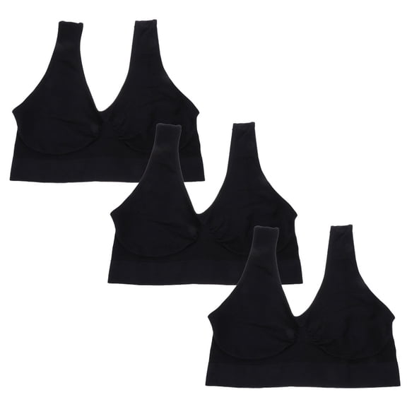 Minkissy Black Comfortable Bras for Women 3Pcs L 11.4X9.4in