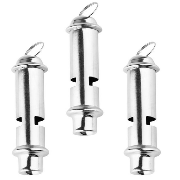 3 Pcs Survival Whistle Lifeguard Bear Bells for Hiking Loud Travel Silver
