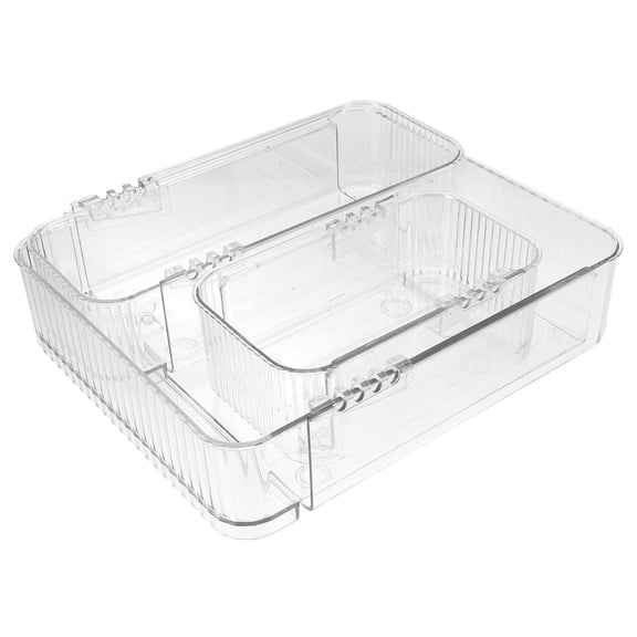 HOMEMAXS 3pcs Transparent Desk Organizer Trays for Daily Use PET Storage with Spacious Compartments