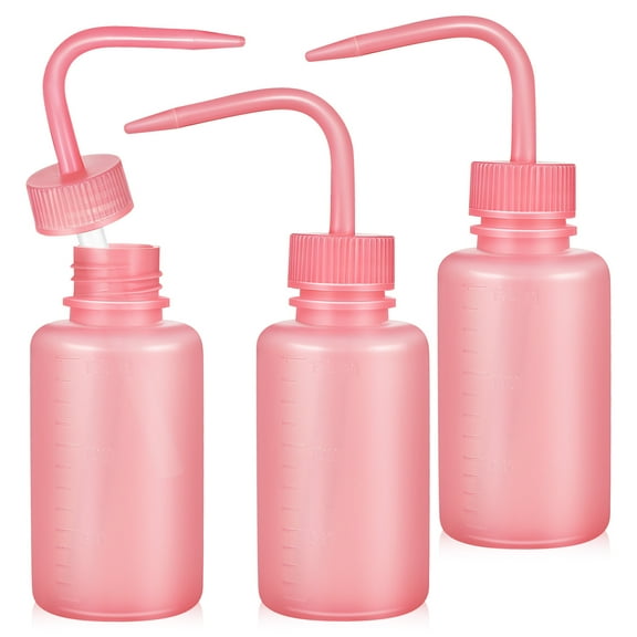 3 Pack Pink Lash Rinse Bottles for Eyelash Extensions with and Graduated Markings 150ml