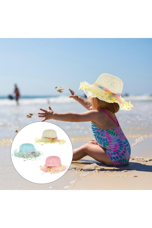 3 Pcs Wide Rim Hat Baby Mesh Cap Tear-resistant Hat Miss Child 27x27cm