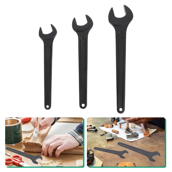 3 Pcs Wrenches Hand Tools Open End Spanners Adjustable Single Black