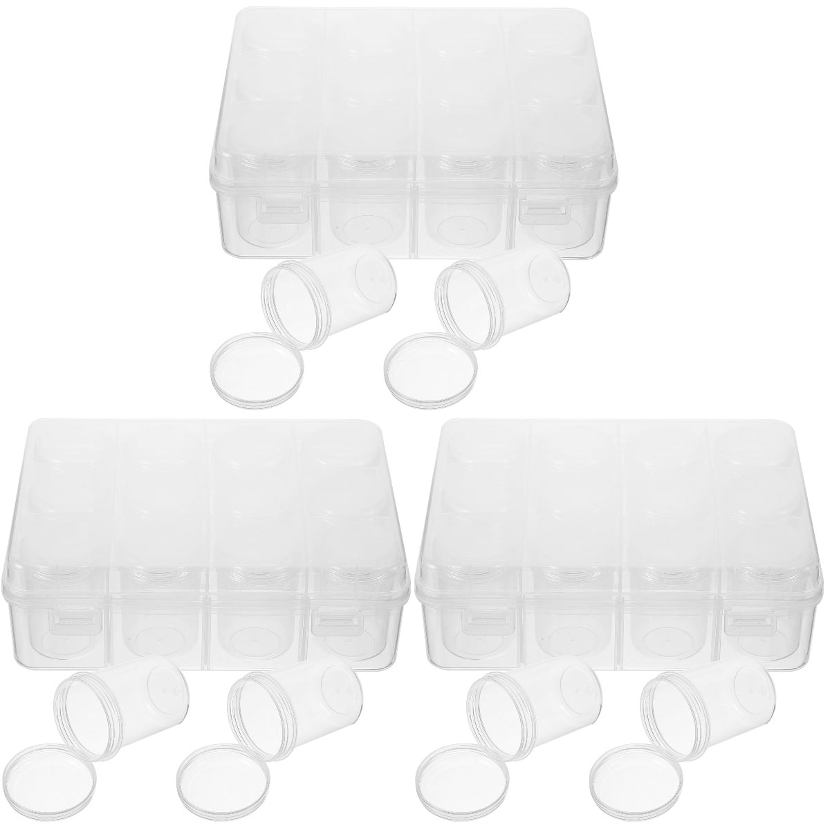 HOMEMAXS 3-Pack Individual Bead Bottles with Storage Box, Multi-Function Loose Beads Organizer Containers for Crafting
