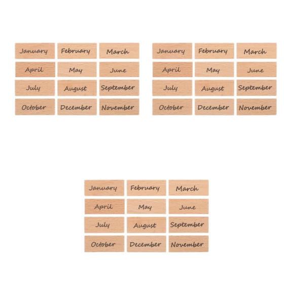 HOMEMAXS 3 Sets Wooden Stamps Month Patterns Craft DIY Wood Rubber Stamps Party Decoration