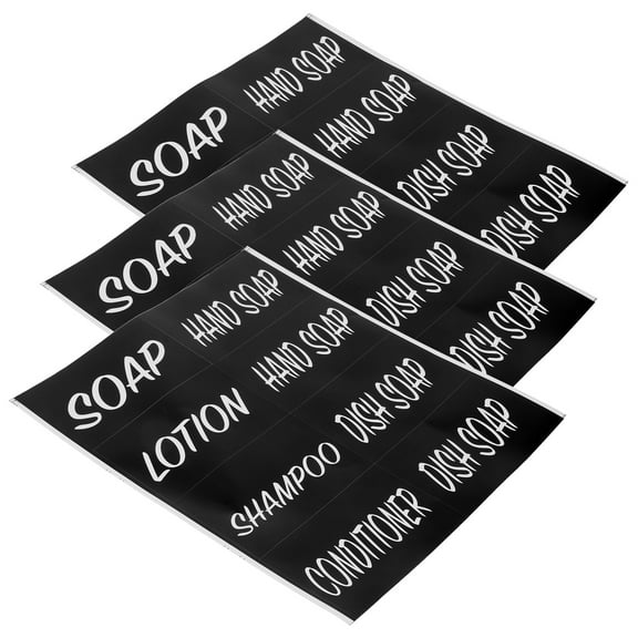 STRANDCHIC Organizing Rectangular Soap Bottle Label Black Self-Adhesive 3 Sheets for Kitchen