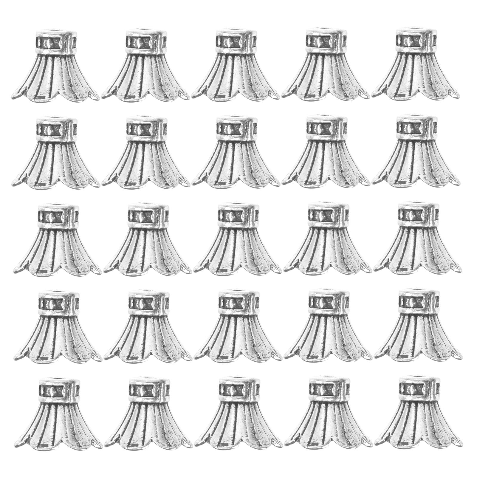 HOMEMAXS 30 Pieces Olive Green Alloy Bead Caps for DIY Jewelry Making Retro Bracelets Crafting Supplies