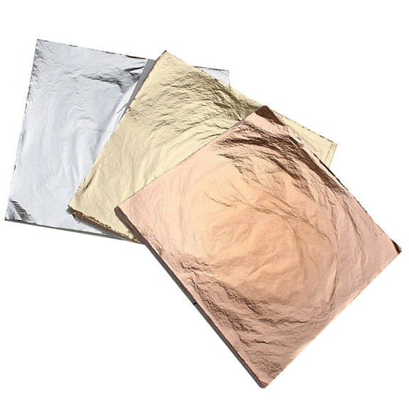 HAMPPLIES Craft Leaf Sheets Imitation Silver Foil Paper Metal Golden Silver Copper 300Pcs