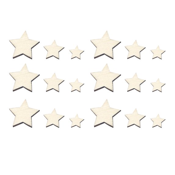 HAMPPLIES Star Wood Slices Khaki 300Pcs Mini Diy Decorations