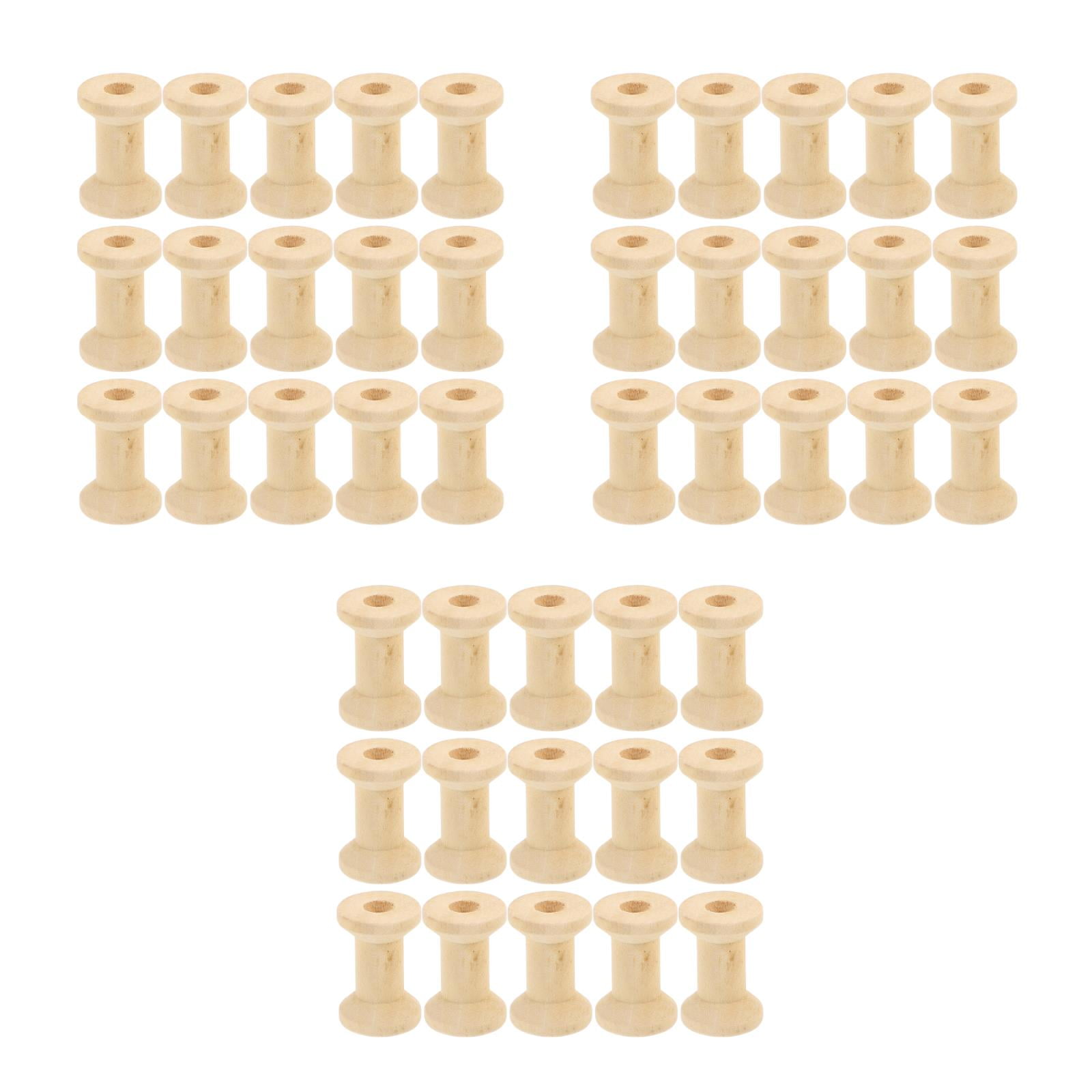 HOMEMAXS 300 pcs Wooden Empty Spool Empty Thread Spools Wooden Spool ...