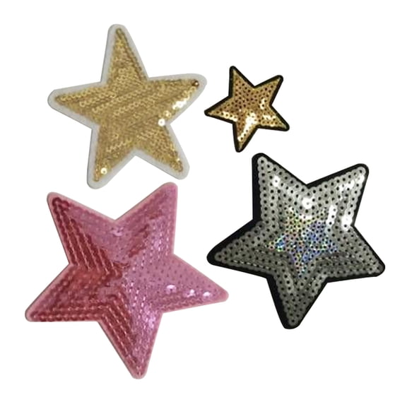 30pcs Embroidery Five-pointed Star Sequins Patches Cartoon Cloth Paste Garment Sewing DIY Accessories (Random Color)