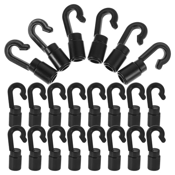 HOMEMAXS 30pcs Bungee Hooks Plastic Kayak Hooks For Kayak Camping Accessories For Boats And Canoes Heavy Duty Clips For Elastic Rope Black