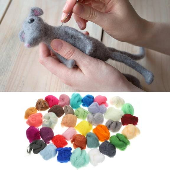 HOMEMAXS  36 Colors Rainbow Wool Roving Yarn DIY Felting Supplies Fiber Arts Work Woman