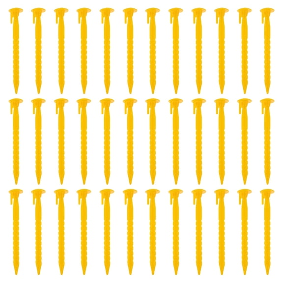 BEADCEST Plastic Stakes For Ground Tent Peg Yellow 36PCS Serrated For Beach Outings