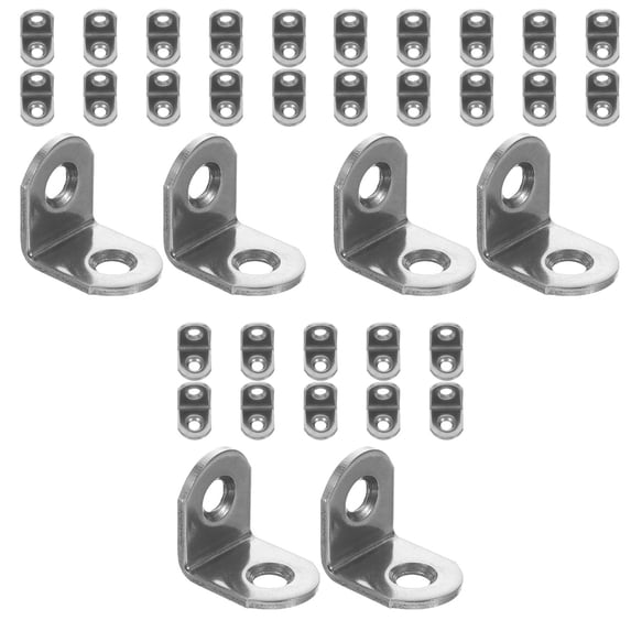 50 Pcs L Type Shelf Support Corner Braces - White, 20x20x1.5mm, With Mounting Screws