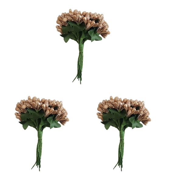 HOMEMAXS 36 pcs /bunch Mini Artificial Pip Berry Picks Fruit Flower Stamens for DIY Wedding Christmas Garland Box Scrapbooking Decoration (Gold)