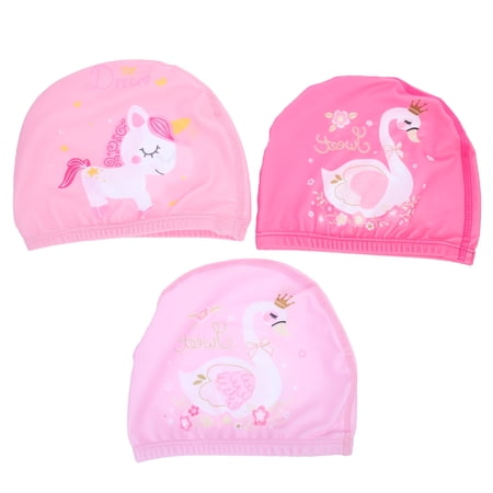 HOMEMAXS 3Pcs Cartoon Swim Caps Decorative Swimming Hats Polyester Swimming Caps Children Accessory