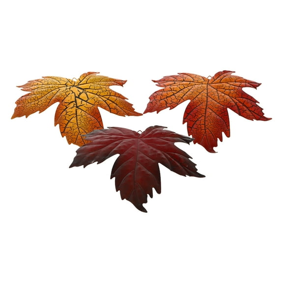 SILENRADAWN Simulation Maple Leaf Hanging Ornaments Assorted Color Iron for Home Decor 3Pcs