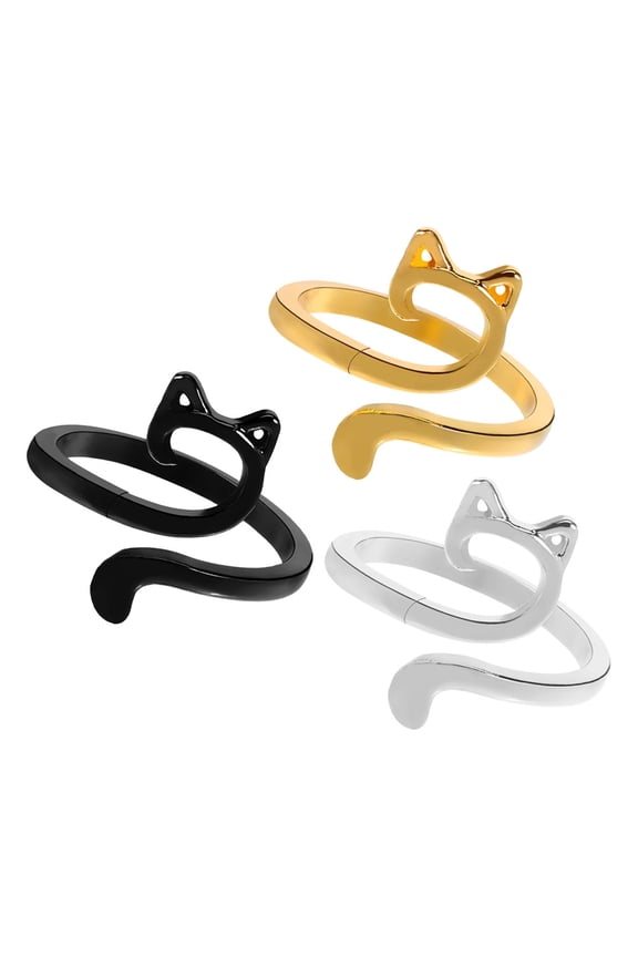 3Pcs Sewing Knitting Rings Decorative Finger Rings Creative Shaped Crochet Rings Knitting Rings