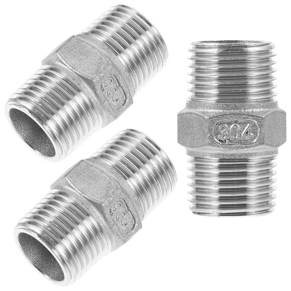 HOMEMAXS 3Pcs Water Pipe Fittings for Industrial Use Silver Hexagonal