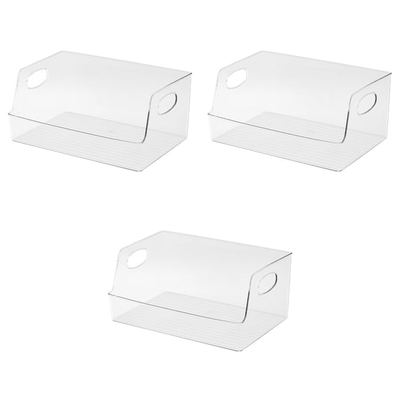 HOMEMAXS 3pcs Clear Book Bin Organizer Container For Kitchen Cabinet Filing Cabinet Shelf