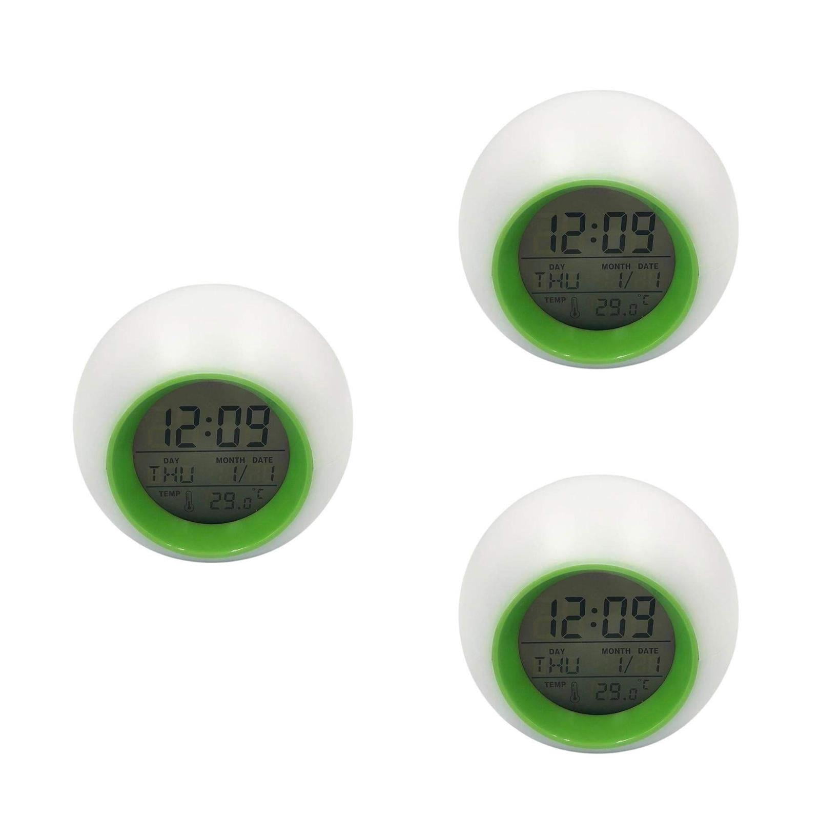 HOMEMAXS 3pcs Creative Round Perpetual Calendar Colorful Light Alarm ...