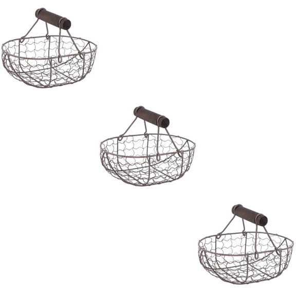 HOMEMAXS 3pcs Desktop Decoration Fruit Basket Multifunctional Egg Iron Basket for Daily Use