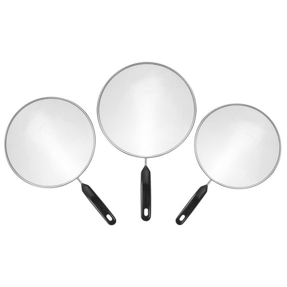 HOMEMAXS 3pcs Fine Mesh Splatter Screen Grease Oil Screen Guard Stainless Steel Grease Splatter Guard with Handle